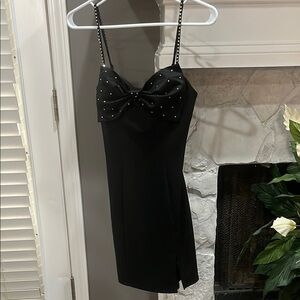 Elegant Black Dress with Studded Straps